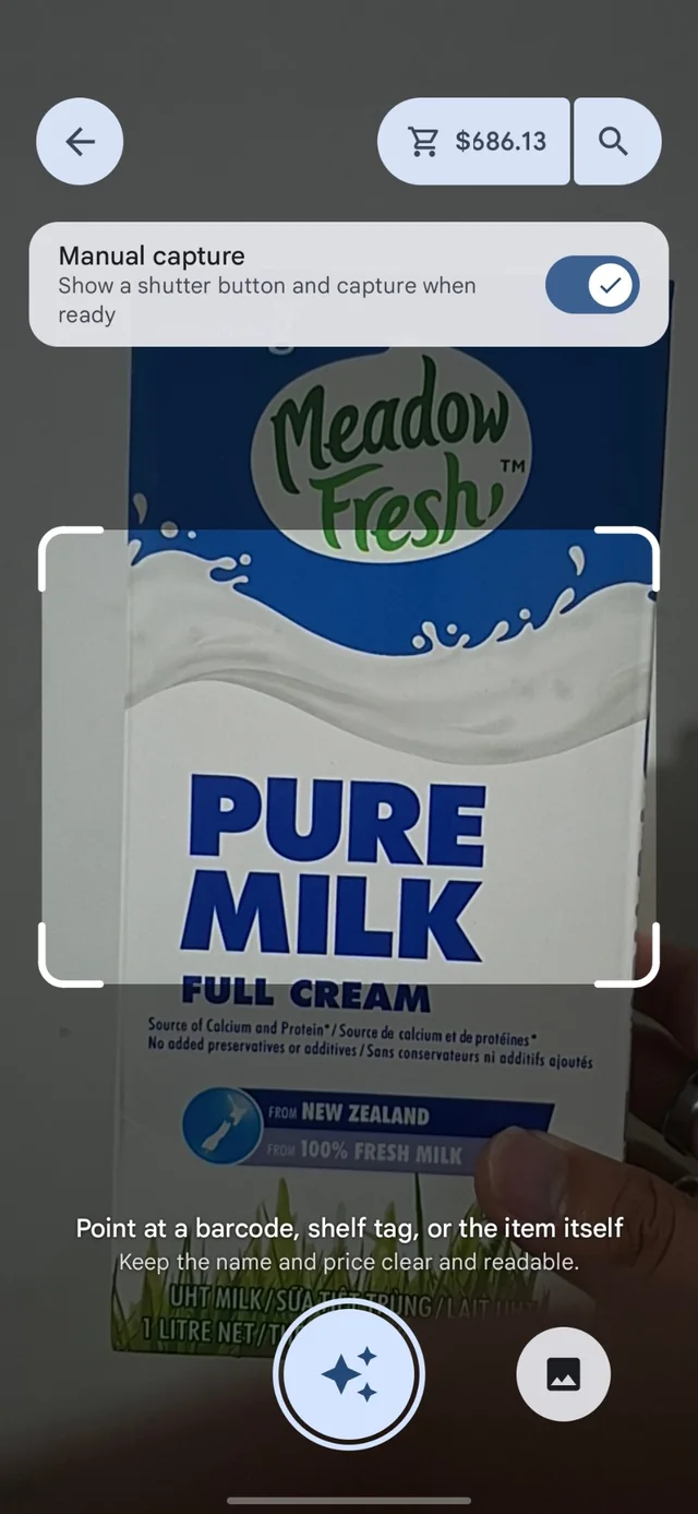 Cart Tracker camera scanning a milk carton