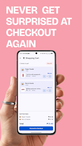 Track grocery spending in real-time with Cart Tracker home screen showing running cart total